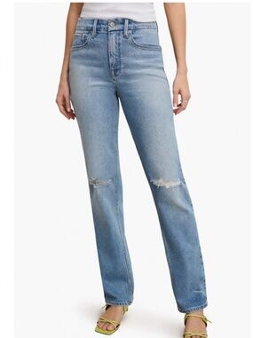 Good American | Good Icon Straight Indigo Distressed